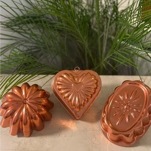Matching Rose Pink Tin Baking Molds (Circle, Heart, & Oval Shaped)